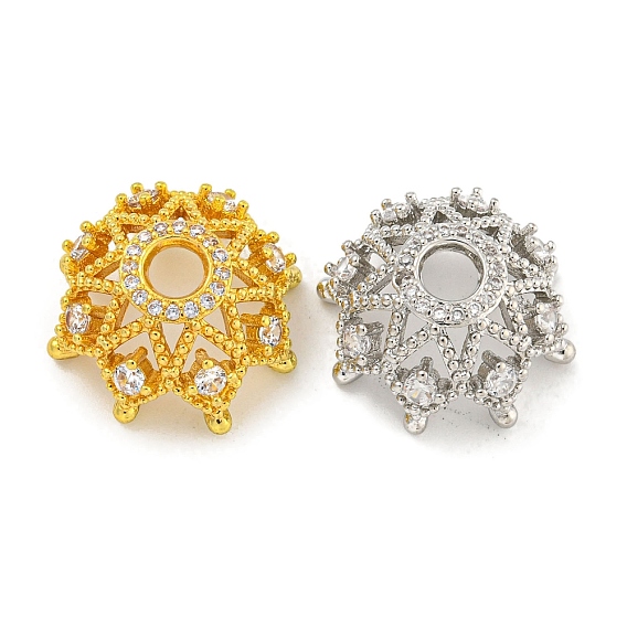 Покрытие стойки латунь микро паве прозрачные колпачки из кубического циркония, долговечный, без свинца и без кадмия, цветок