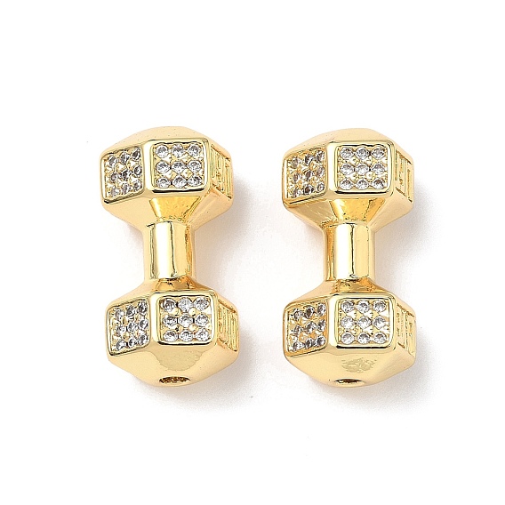 Латунные прозрачные бусины из кубического циркония, без кадмия и без свинца, долговечный, гантель