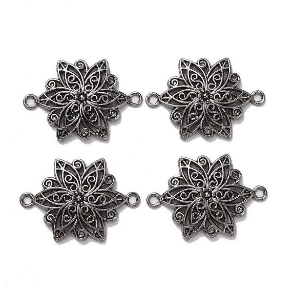 Тибетского стиля ссылки / разъемы, без свинца и без кадмия, цветок, 40x28x2.5 мм, отверстие: 2.5 мм