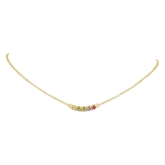 Стойки с покрытием из латуни, разноцветные ожерелья с кубическими звеньями кубического циркония