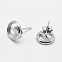 925 Sterling Silver Stud Earring Findings, Flat Round