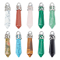Bullet Natural & Synthetic Gemstone Pendants, with Platinum Tone Brass Findings, Mixed Dyed and Undyed