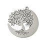 304 colgantes de acero inoxidable, dije luna con árbol de la vida, Corte con laser, anti-deslustre