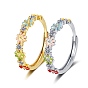 Регулируемые латунные кольца с микропаве из кубического циркония для женщин, цветок