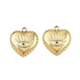 304 из нержавеющей стали шармы эмали, сердце с сглаза, ионное покрытие (ip), ручная полировка