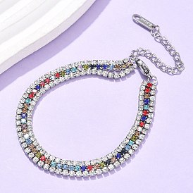 304 из нержавеющей стали браслеты многожильных, браслеты-цепочки со стразами для женщин