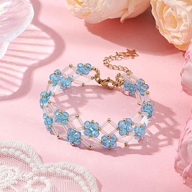 Handmade Glass Seed Beaded Bracelets for Women, Flower