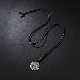 Регулируемый кулон в виде компаса викингов из сплава с вощеным шнурком для мужчин, платина