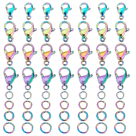 40 шт. 4 стиль ионное покрытие (IP) радужного цвета 304 застежки-лобстеры из нержавеющей стали, с 40 соединительными кольцами