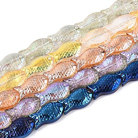 Прозрачность гальванизированные стеклянные бусины нити, рыба, с покрытием AB цвета