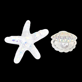 Кабошоны из прозрачной смолы с уф-покрытием на тему океана, радужный