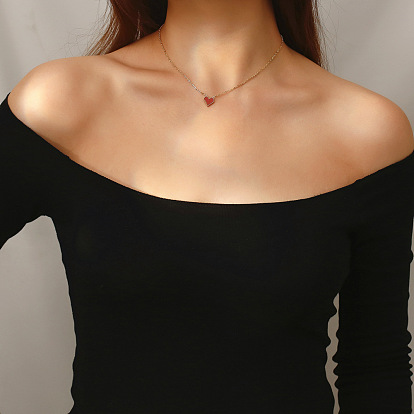 Titanium Steel Heart Pendant Necklace for Women