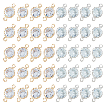 40шт 2 цвета кубический цирконий ссылка, с латунной фурнитурой , алмаз