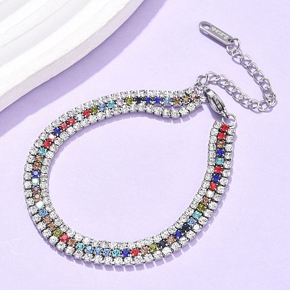 304 из нержавеющей стали браслеты многожильных, браслеты-цепочки со стразами для женщин