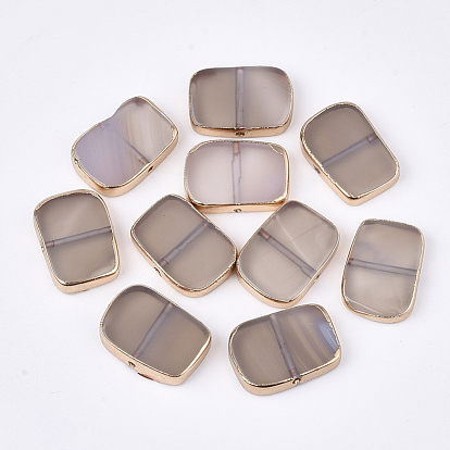 Electroplate Natural Grey Agate Beads, Dyed, Rectangle