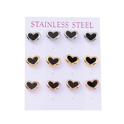 Heart 304 Stainless Steel Acrylic Stud Earrings, with Ear Nut