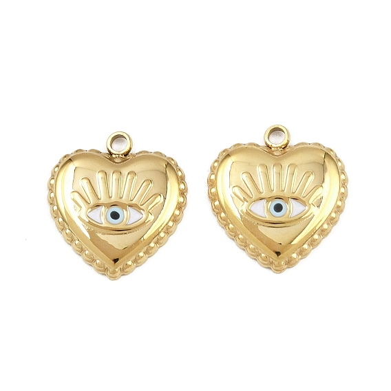 304 из нержавеющей стали шармы эмали, сердце с сглаза, ионное покрытие (ip), ручная полировка