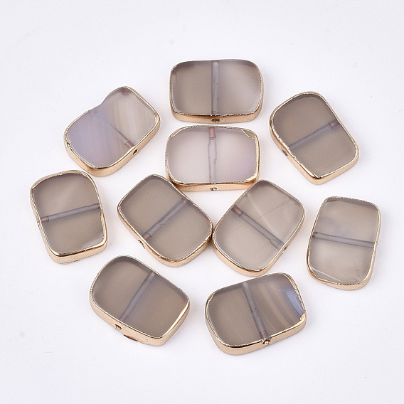 Electroplate Natural Grey Agate Beads, Dyed, Rectangle