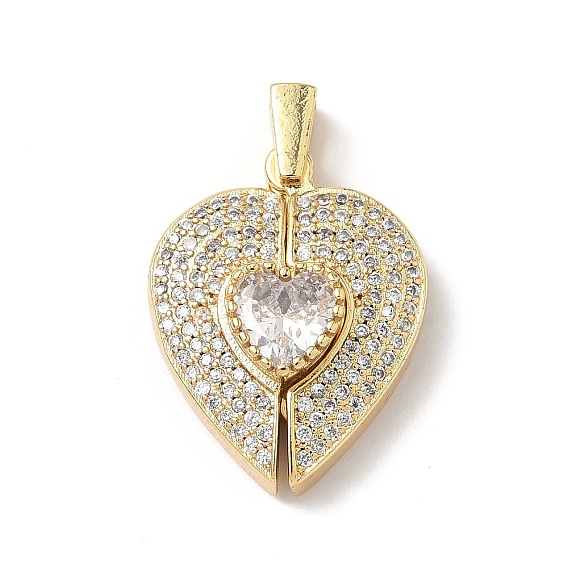 Латунные микро проложить кубического циркония подвески, сердце, без кадмия и без свинца, долговечный