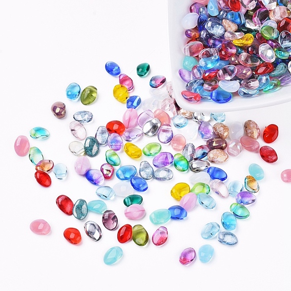 Czech Glass Beads, Electroplated/Dyed/Transparent/Imitation Opalite, Oval