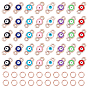 160Pcs 8 Colors CCB Enamel Links Connectors, with Brass Jump Rings, Evil Eye