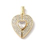 Латунные микро проложить кубического циркония подвески, сердце, без кадмия и без свинца, долговечный