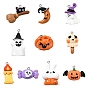 20 шт 10 стили тема Хэллоуин непрозрачные смоляные подвески, с платиновыми тоновыми железными петлями, разнообразные