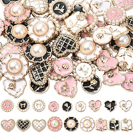 72 шт. 18 стили эмалевые смоляные кабошоны, с имитацией жемчуга, разнообразные
