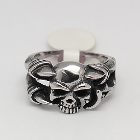 Unique Retro Men's Halloween Jewelry 304 Stainless Steel Skull Rings