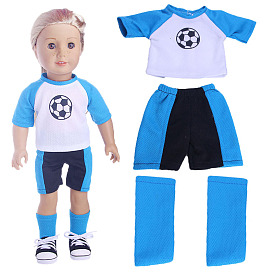 Cloth Doll Football Sport Outfits, Casual Wear Clothes Set, for 18 inch Girl Doll Dressing Accessories
