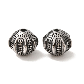 304 Stainless Steel Beads, Rondelle with Grid Pattern