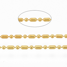 Brass Ball Chains, Ball-Bar Style, Round and Oval, Long-Lasting Plated, Soldered, with Spool, Cadmium Free & Lead Free