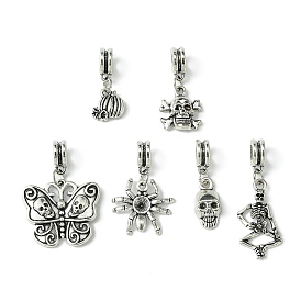 Halloween Tibetan Style Alloy European Dangle Charms, Mixed Shapes, 26~47mm, Hole: 5mm