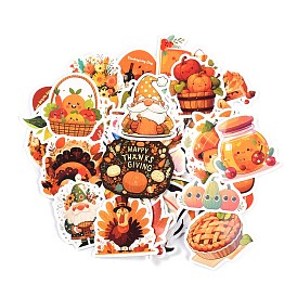 50Pcs Thanksgiving Day Cartoon Paper Self-Adhesive Picture Stickers, for Water Bottles, Laptop, Luggage, Cup, Computer, Mobile Phone, Skateboard, Guitar Stickers Decor