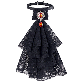 Кружевной воротник с оборками, съемные накладные воротники с фурнитурой из сплава стразов