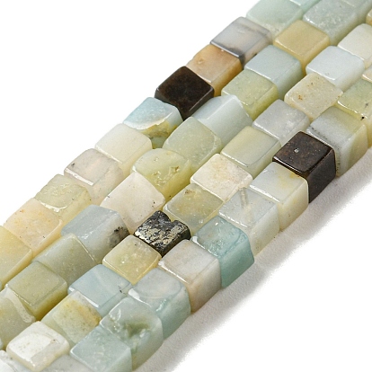 Brins de perles d'amazonite de fleurs naturelles, cube