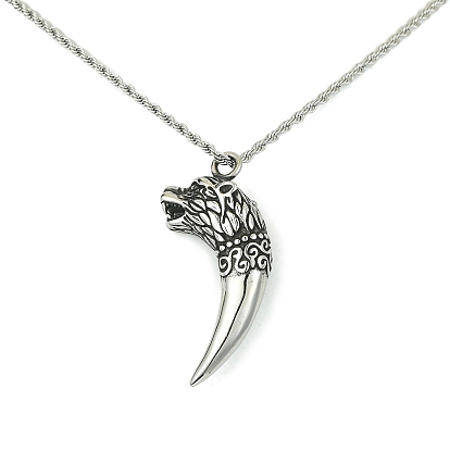 304 Stainless Steel Wolf Tooth Pendant Necklace