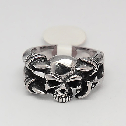 Unique Retro Men's Halloween Jewelry 304 Stainless Steel Skull Rings