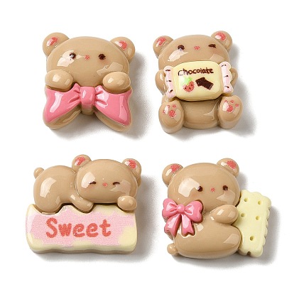 Opaque Resin Cartoon Bear Decoden Cabochons, for Jewelry Making, BurlyWood