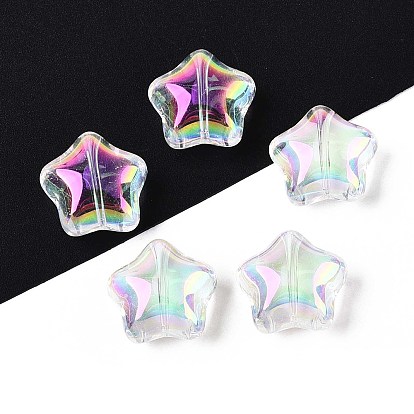 Гальванические стеклянные бусины, звезда, с покрытием AB цвета