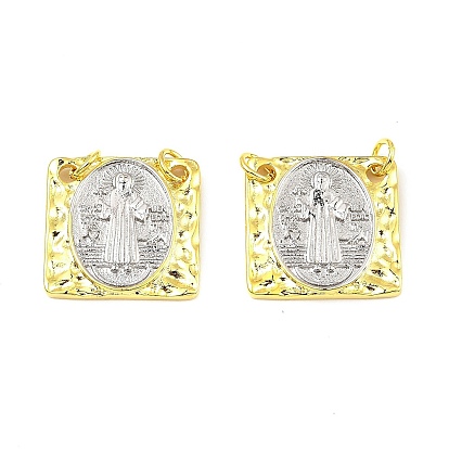 Латунные подвески, с целью перехода в кольце, долговечный, без свинца и без кадмия, квадрат со святым шармом