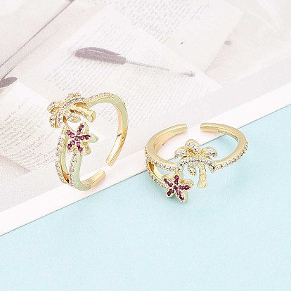 Манжеты из латуни с микро паве кубический цирконий для женщин, кокосовая пальма