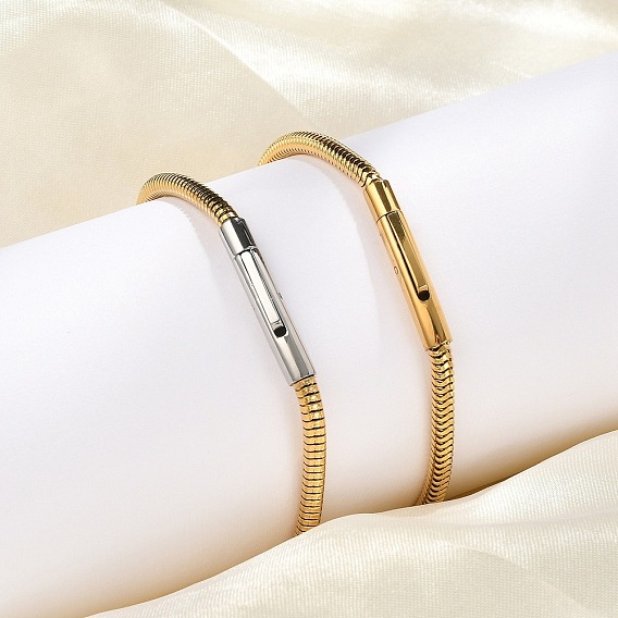 304 женские браслеты-змейки из нержавеющей стали, ионное покрытие (ip), с магнитной застежкой