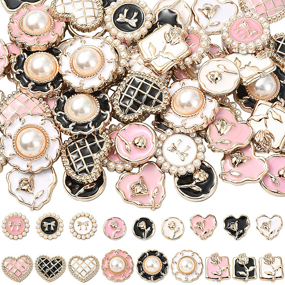 72 шт. 18 стили эмалевые смоляные кабошоны, с имитацией жемчуга, разнообразные
