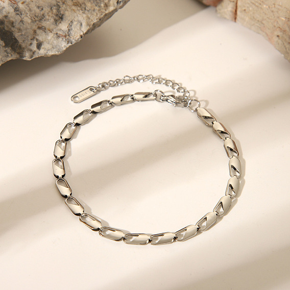 Стильные 304 браслеты-цепочки из нержавеющей стали, цвет нержавеющей стали