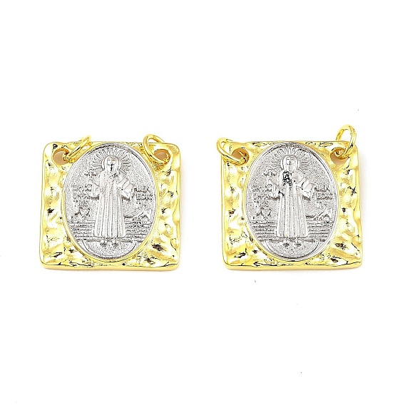 Латунные подвески, с целью перехода в кольце, долговечный, без свинца и без кадмия, квадрат со святым шармом