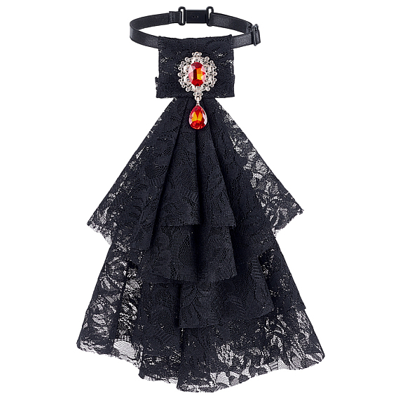 Кружевной воротник с оборками, съемные накладные воротники с фурнитурой из сплава стразов