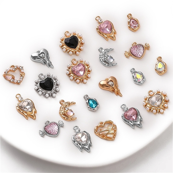 Подвески из золотистого сплава со стразами из смолы