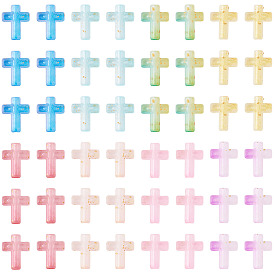 257шт пластиковые бусины, крестик, два тона, с золотой порошок