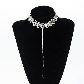 Stylish Diamond Choker Necklace with 8-Shaped Tie for Nightclubs - N370